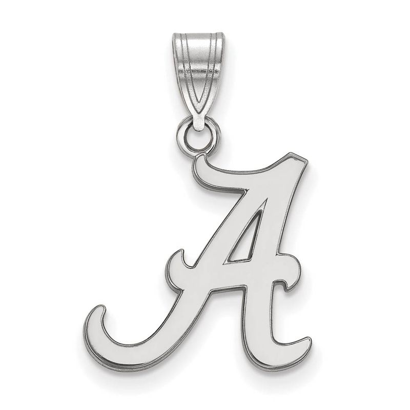 10k White Gold U. Of Alabama Medium Initial A Pendant